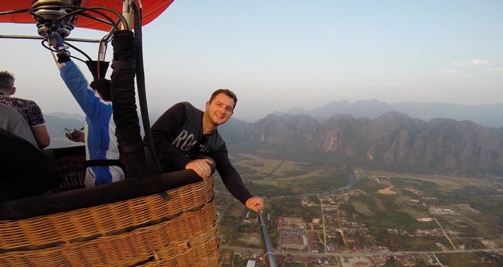 Papa Fietstaxi Verslagen Hot Air Balloon in Vang Vieng, Laos