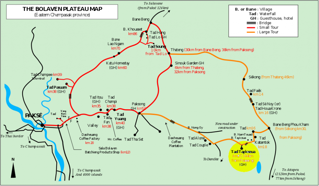 Map of Pakse motorbike loop